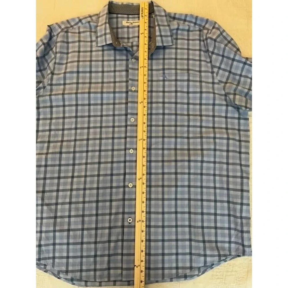 Tommy Bahama IslandZone Shirt XXL‎ Blue Plaid Long Sleeve Performance Stretch - Picture 9 of 9